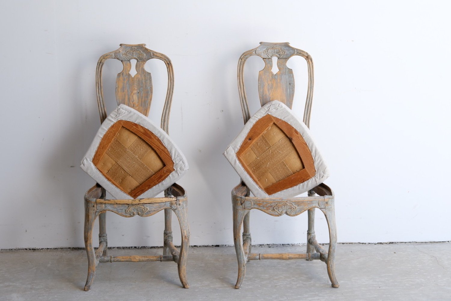 Pair of Provincial Rococo Chairs in Original Paint, circa 1790 - JAA