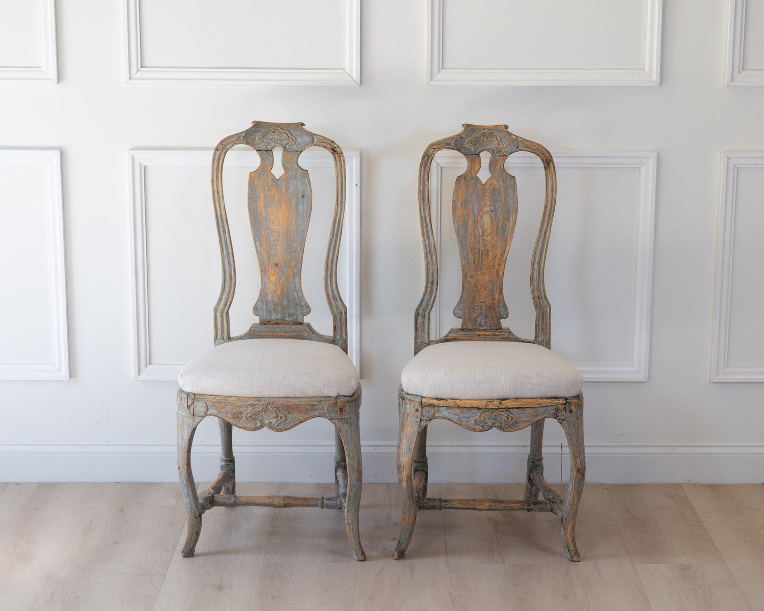 Pair of Provincial Rococo Chairs in Original Paint, circa 1790 - JAA