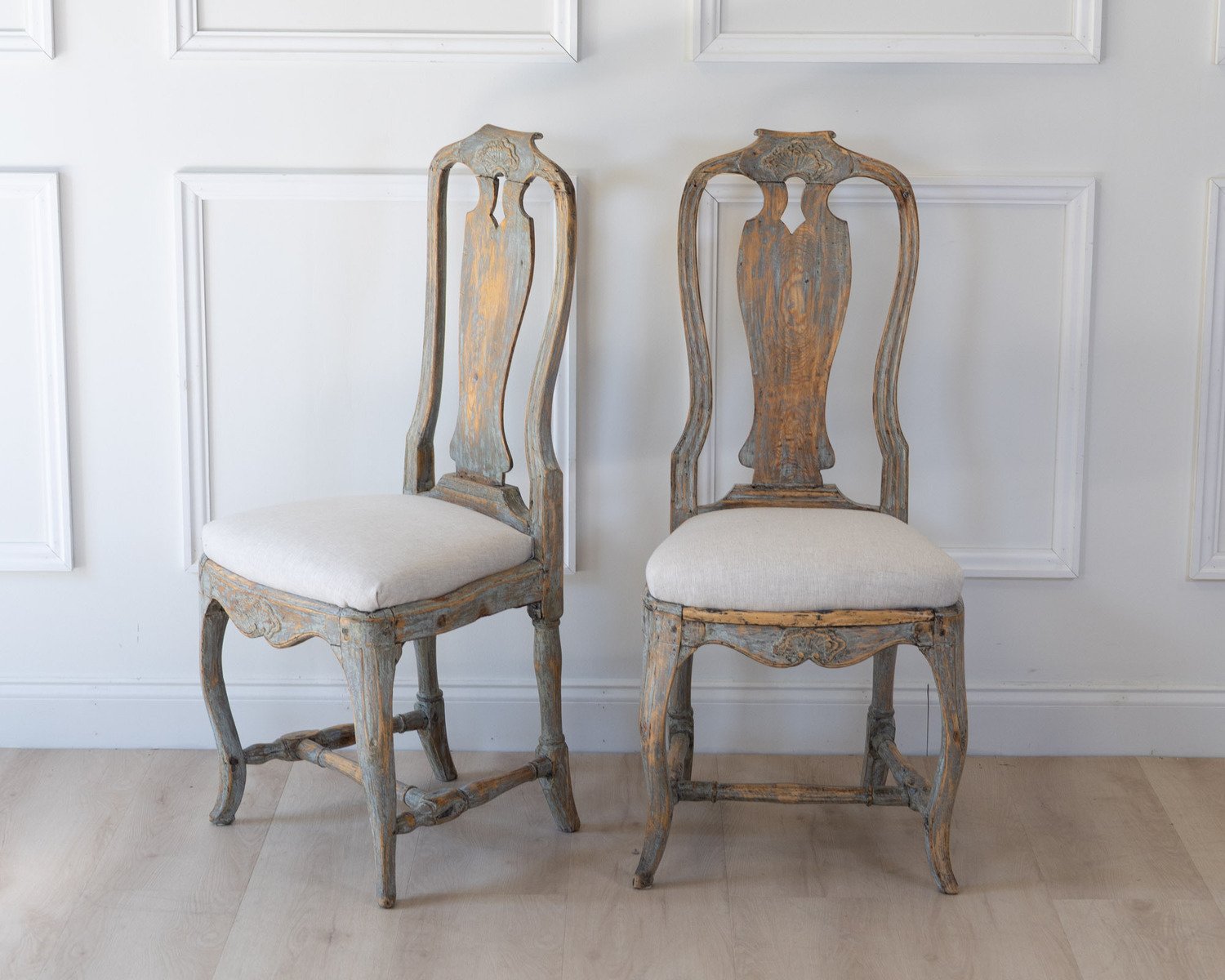 Pair of Provincial Rococo Chairs in Original Paint, circa 1790 - JAA
