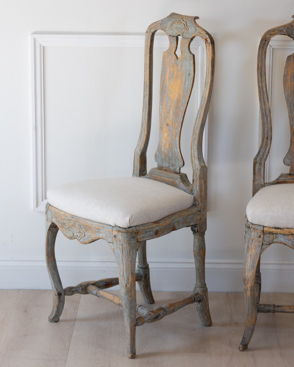 Pair of Provincial Rococo Chairs in Original Paint, circa 1790 - JAA