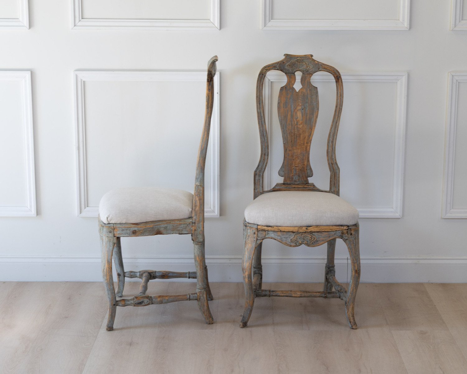 Pair of Provincial Rococo Chairs in Original Paint, circa 1790 - JAA
