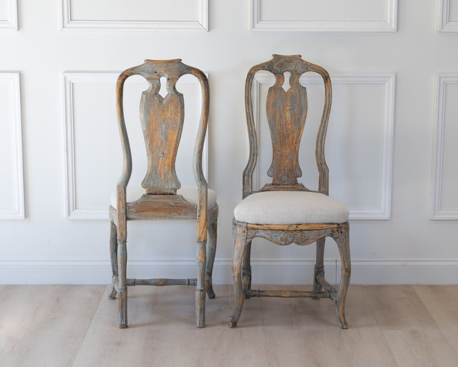 Pair of Provincial Rococo Chairs in Original Paint, circa 1790 - JAA