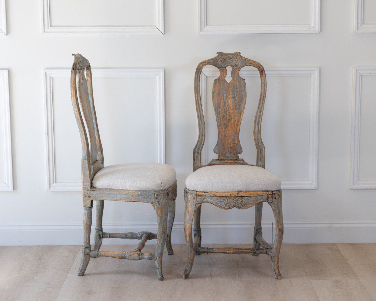 Pair of Provincial Rococo Chairs in Original Paint, circa 1790 - JAA