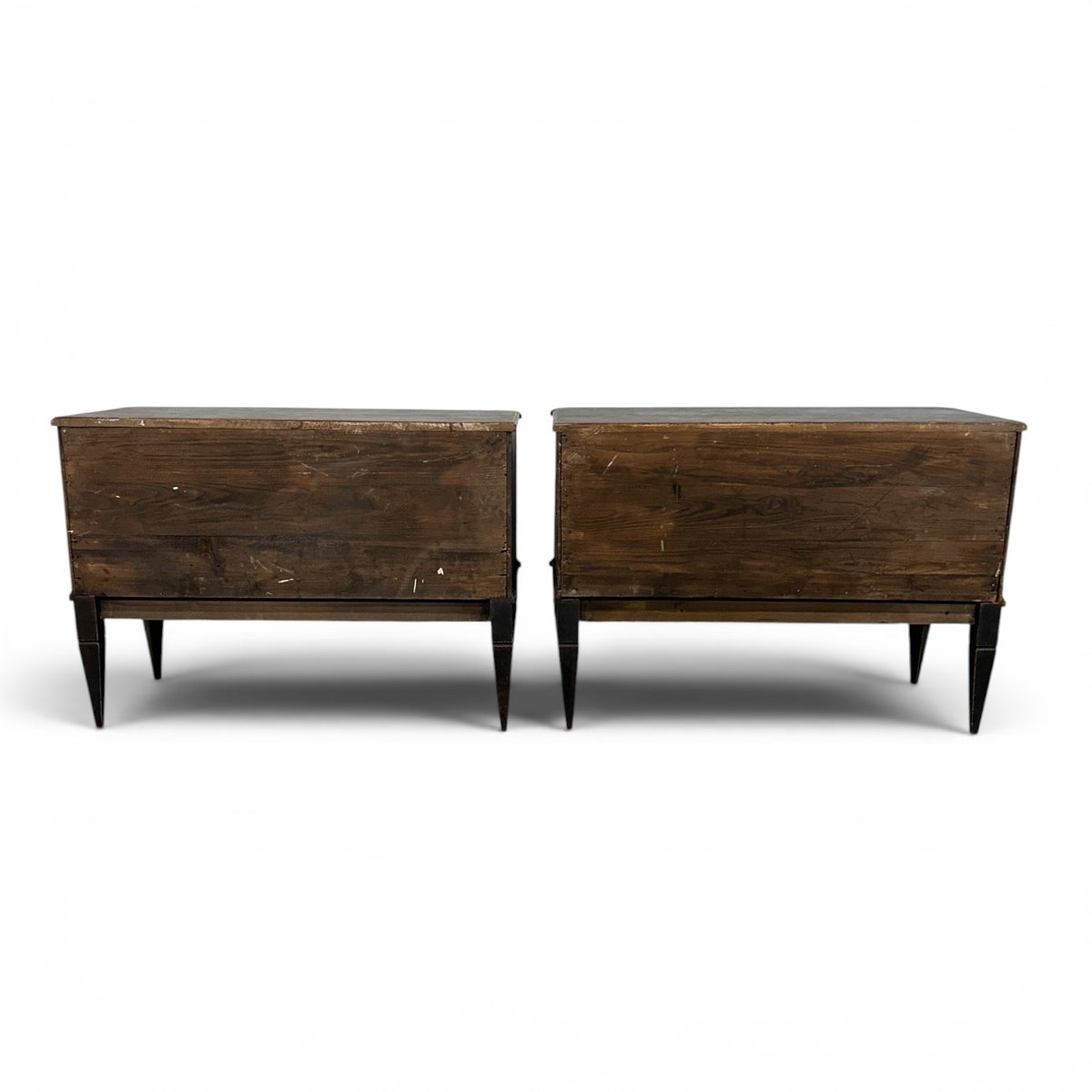 A classic pair of antique Gustavian-style chests of drawers in a warm and dark grey finish - JAA