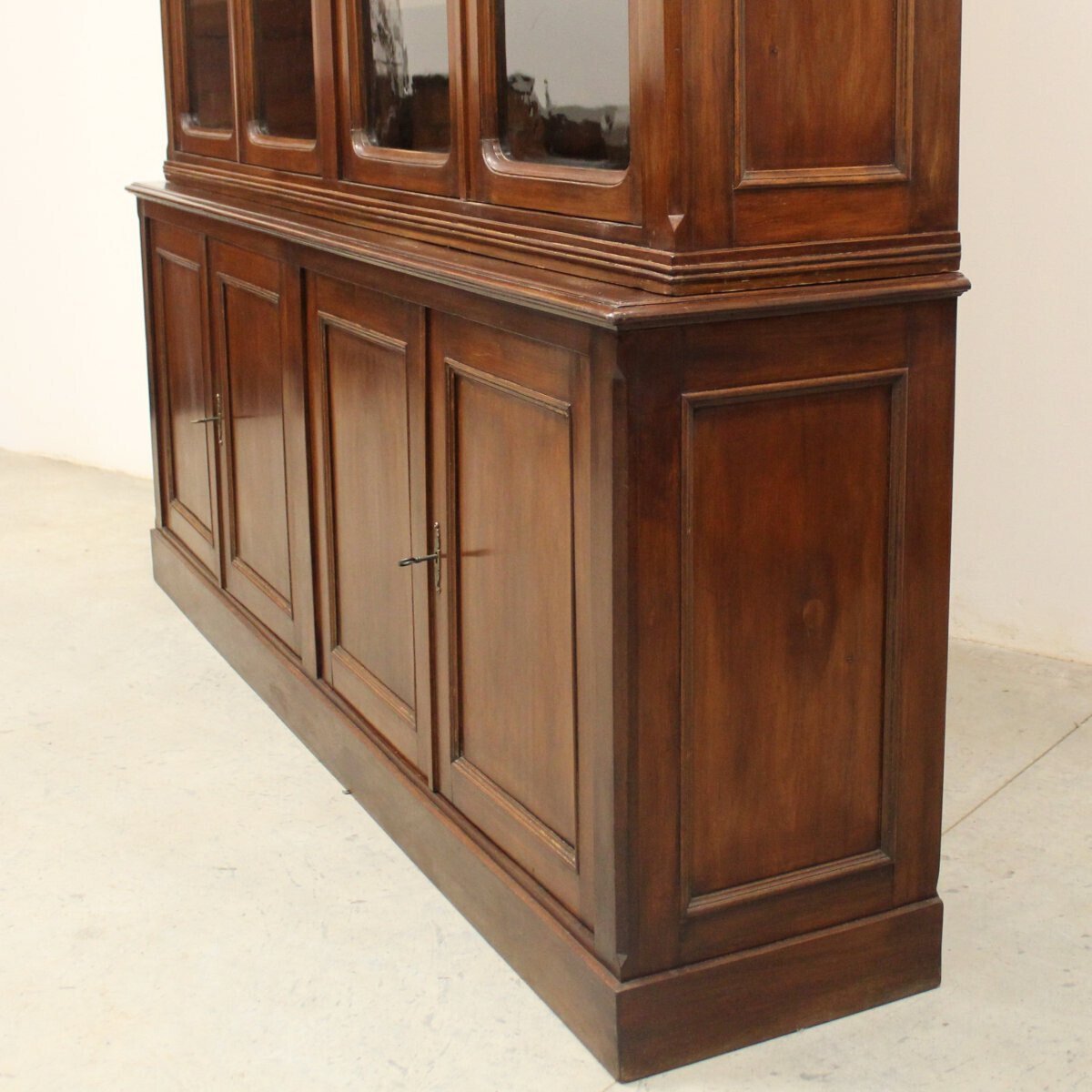 Italian Mahogany Bookcase with Glazed Doors, Late 19th Century - JAA