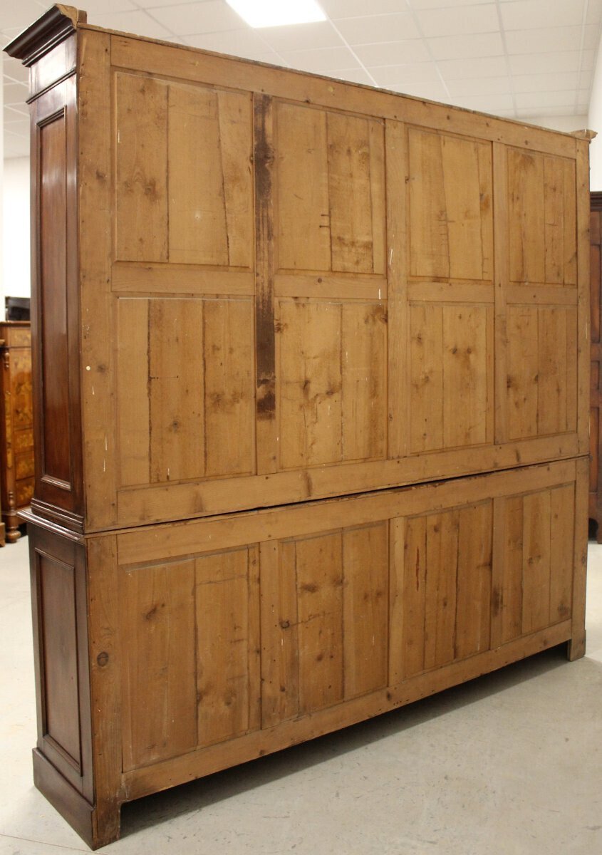 Italian Mahogany Bookcase with Glazed Doors, Late 19th Century - JAA