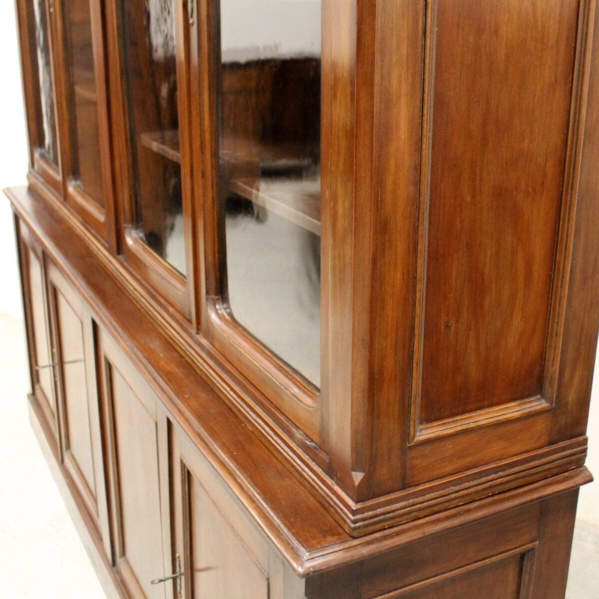 Italian Mahogany Bookcase with Glazed Doors, Late 19th Century - JAA