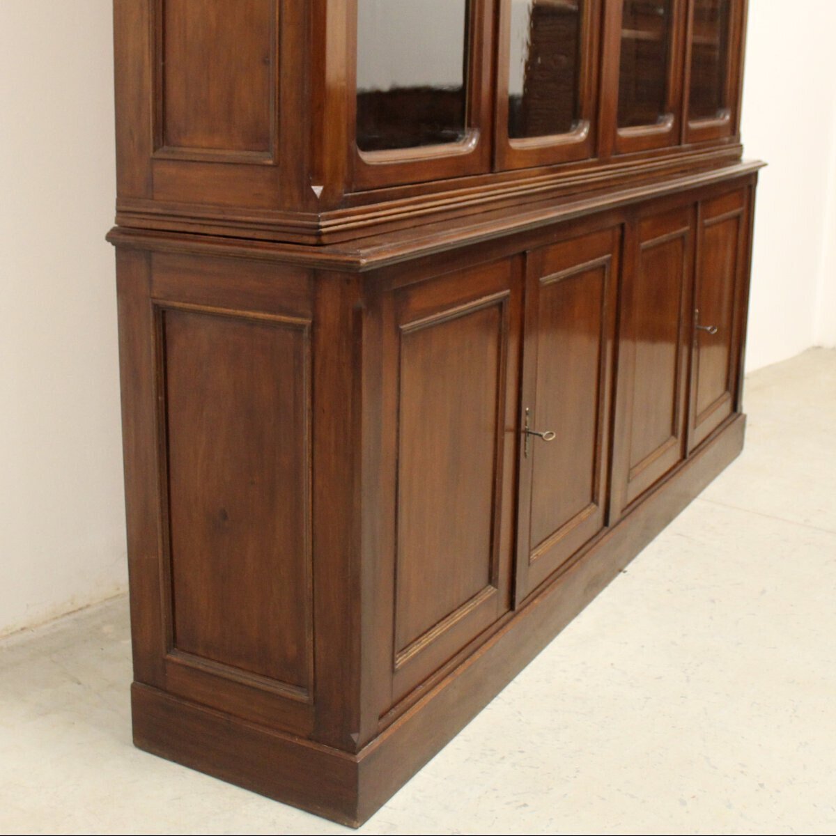 Italian Mahogany Bookcase with Glazed Doors, Late 19th Century - JAA