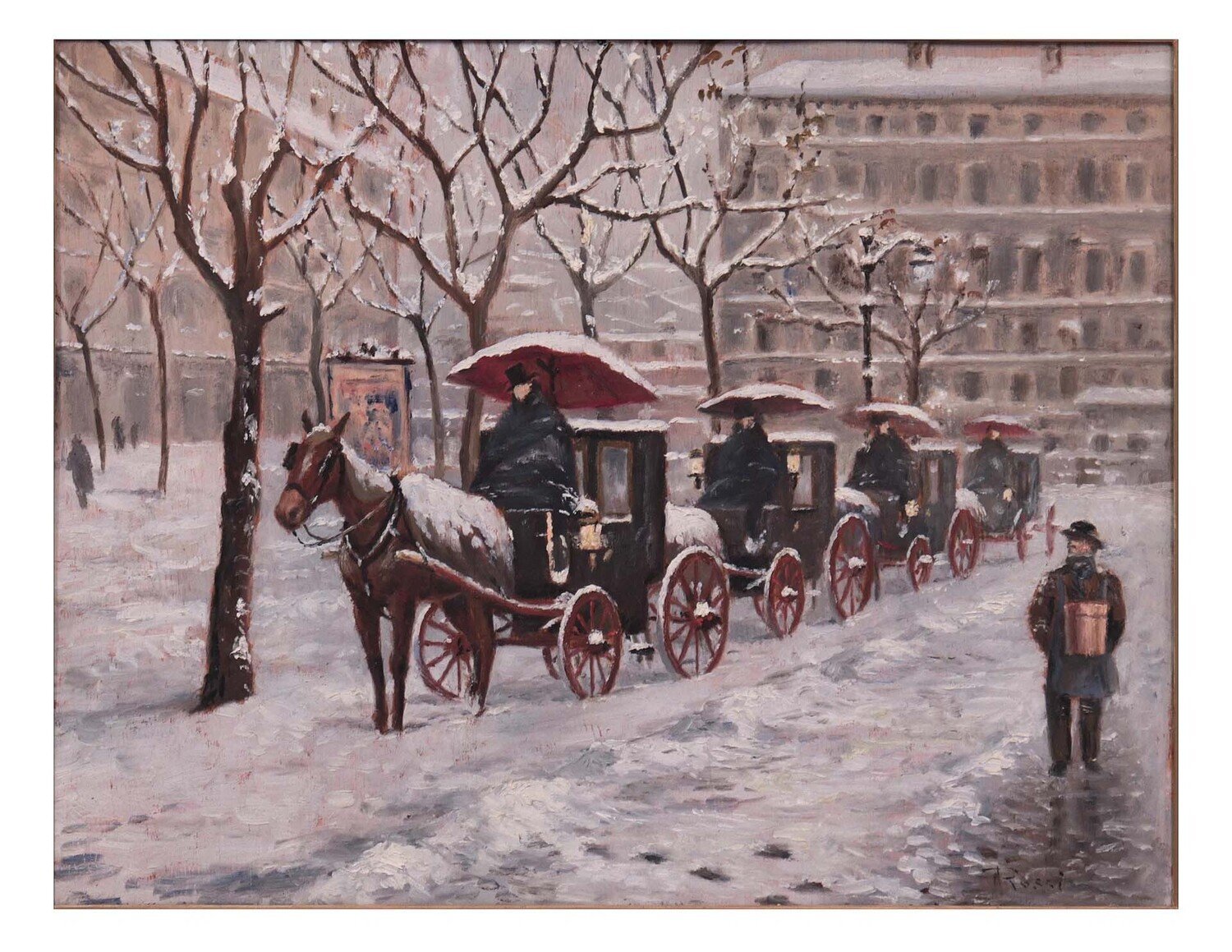 Milan North Station, Oil on Panel, Luigi Rossi (1852-1923) - JAA