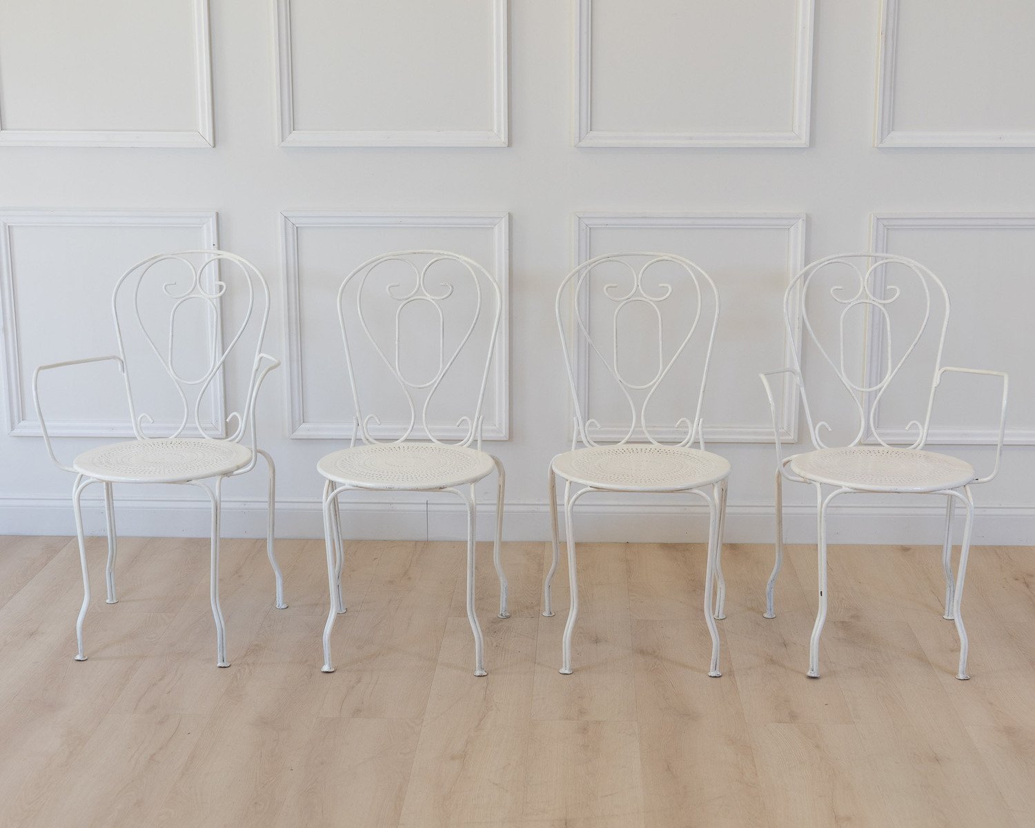 Set of Four 19th Century French Wrought Iron Garden Chairs - JAA