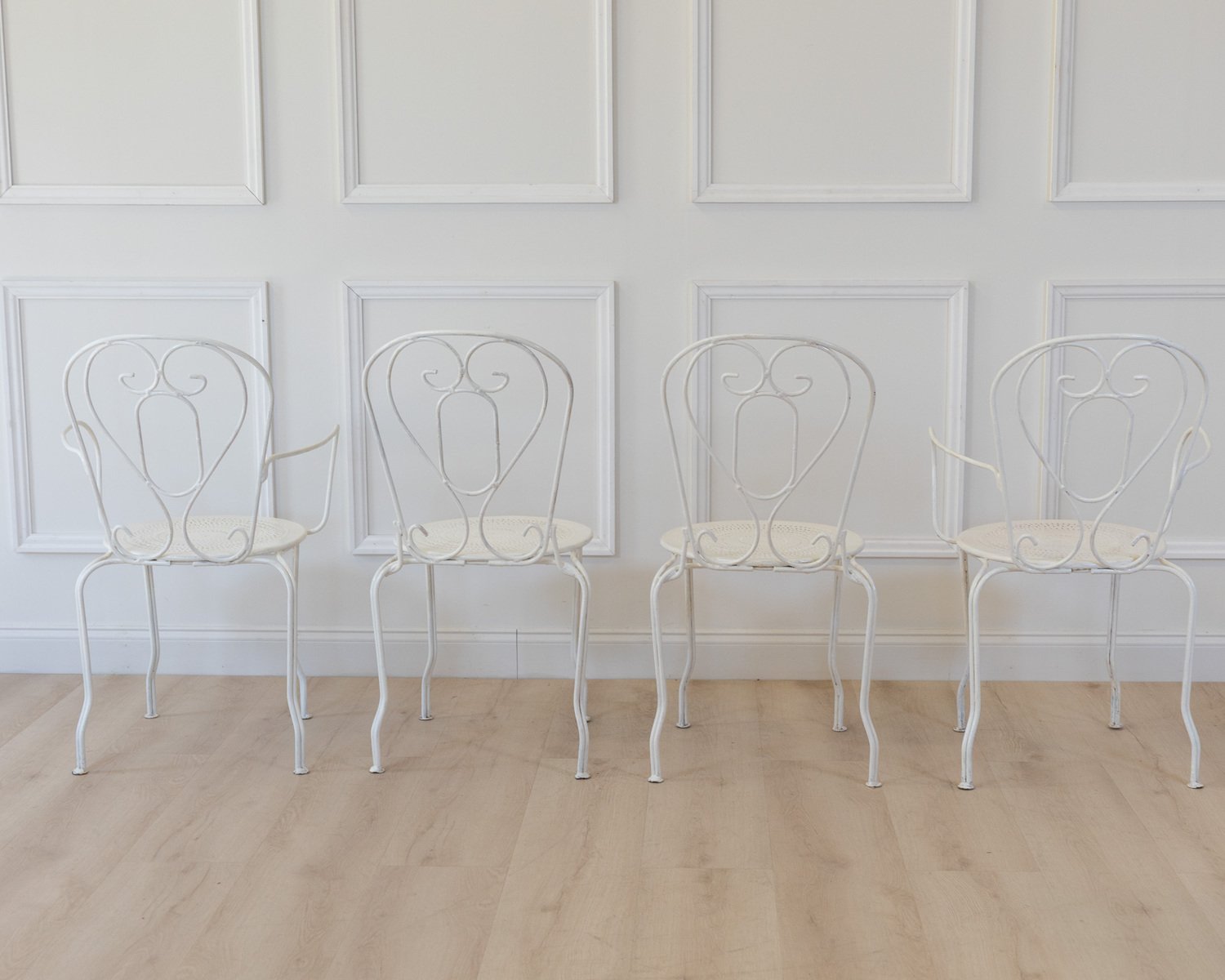 Set of Four 19th Century French Wrought Iron Garden Chairs - JAA