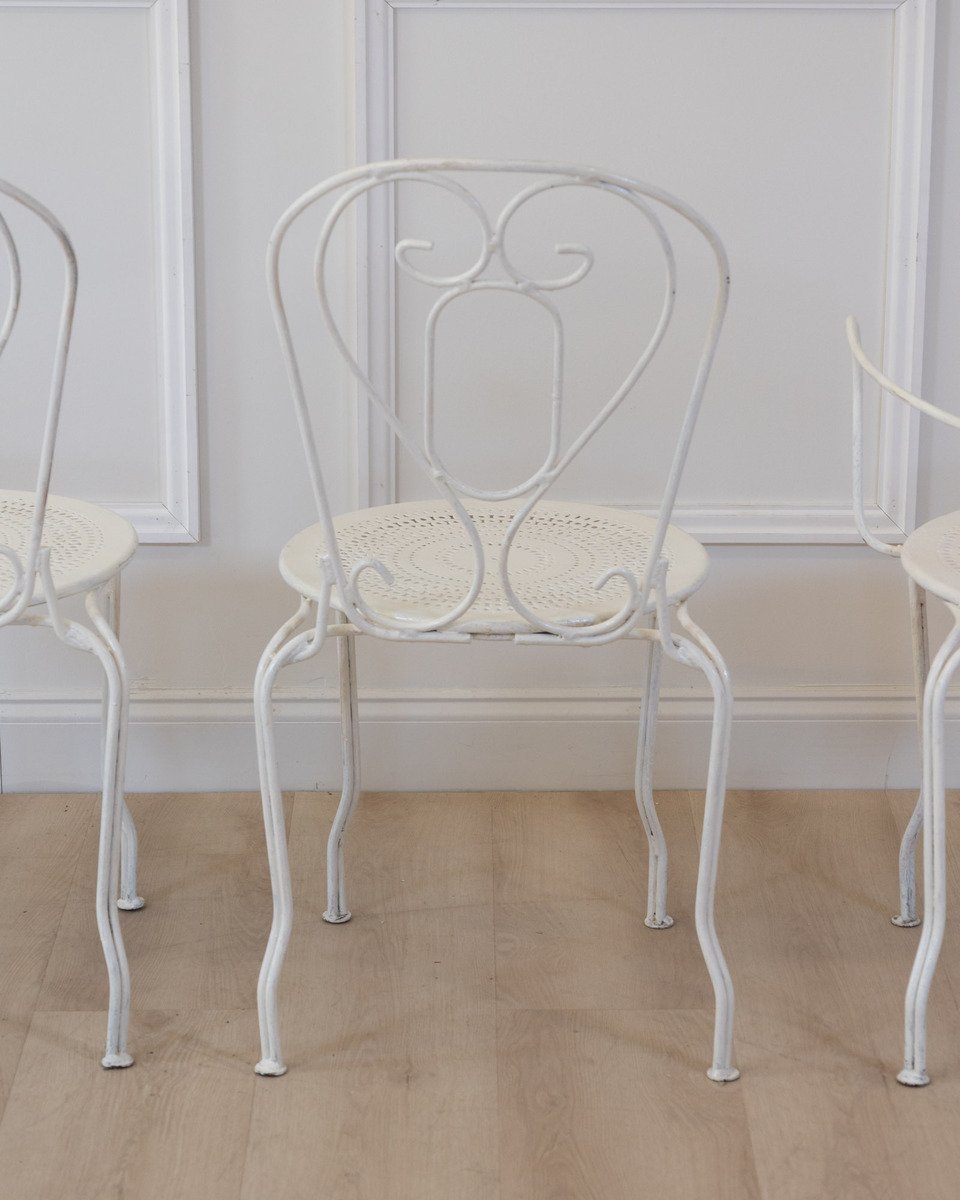 Set of Four 19th Century French Wrought Iron Garden Chairs - JAA