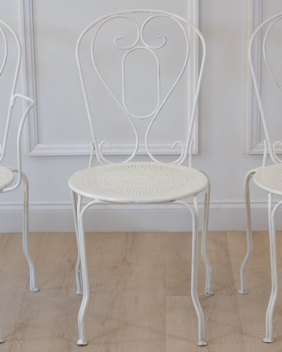 Set of Four 19th Century French Wrought Iron Garden Chairs - JAA