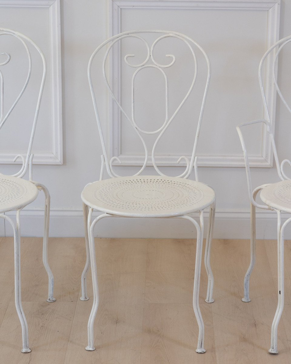 Set of Four 19th Century French Wrought Iron Garden Chairs - JAA