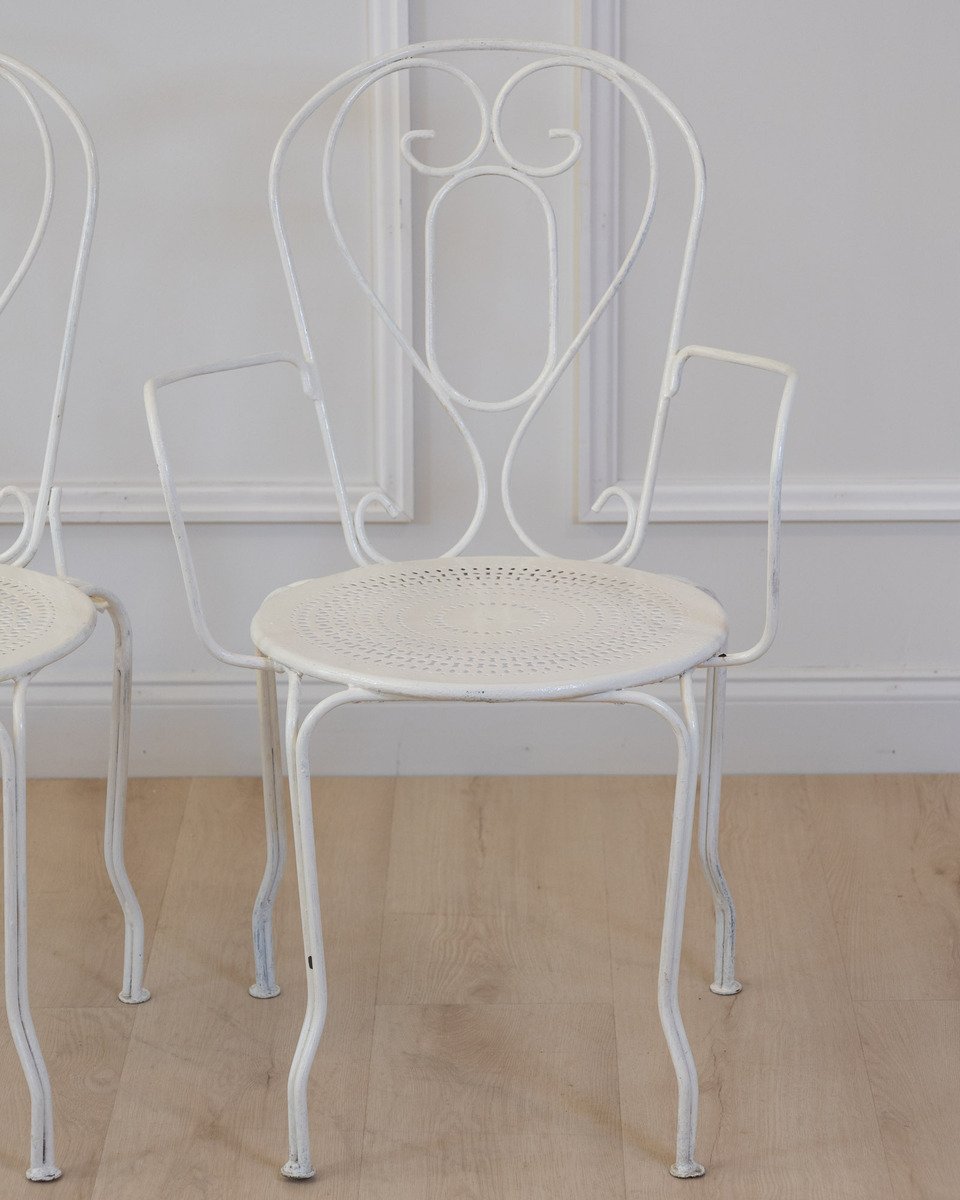 Set of Four 19th Century French Wrought Iron Garden Chairs - JAA