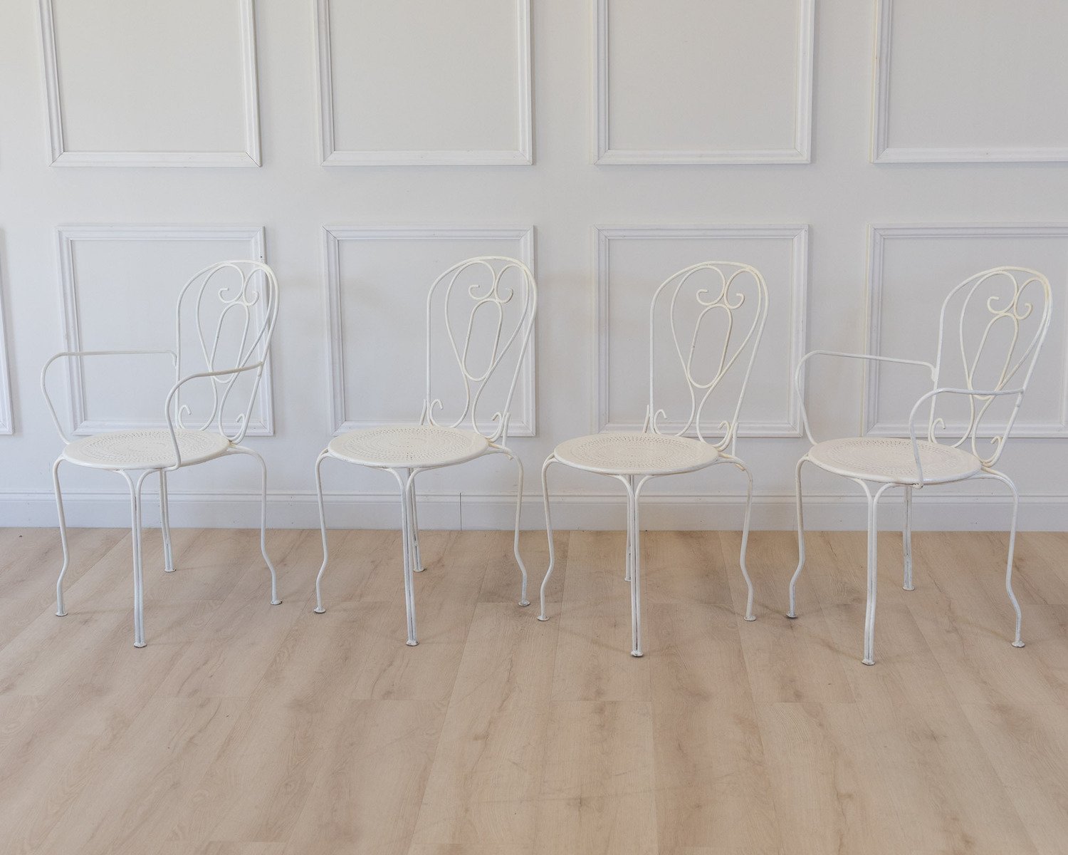 Set of Four 19th Century French Wrought Iron Garden Chairs - JAA