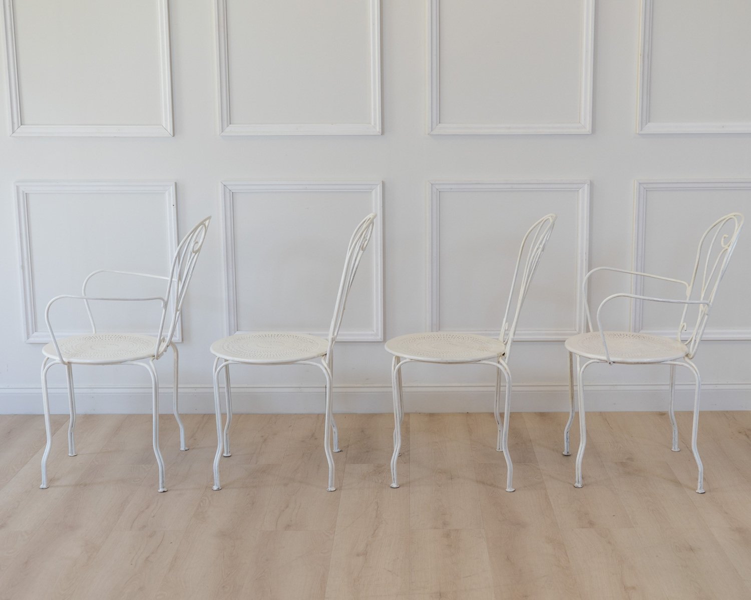 Set of Four 19th Century French Wrought Iron Garden Chairs - JAA