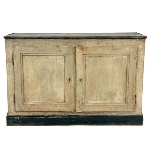 Beautiful 19th-century wooden sideboard opening with 2 doors, original paint