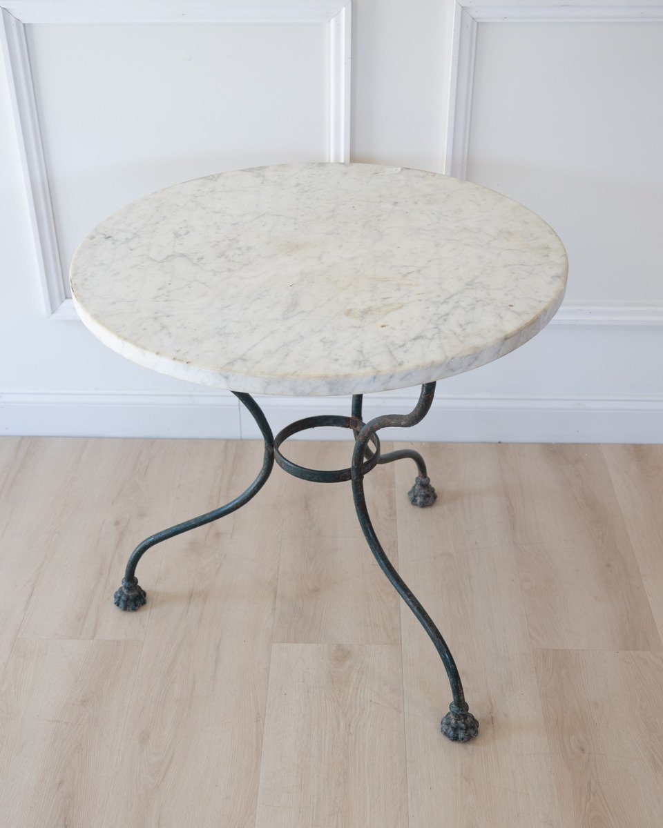 19th Century French Carrara Marble Garden Table - JAA