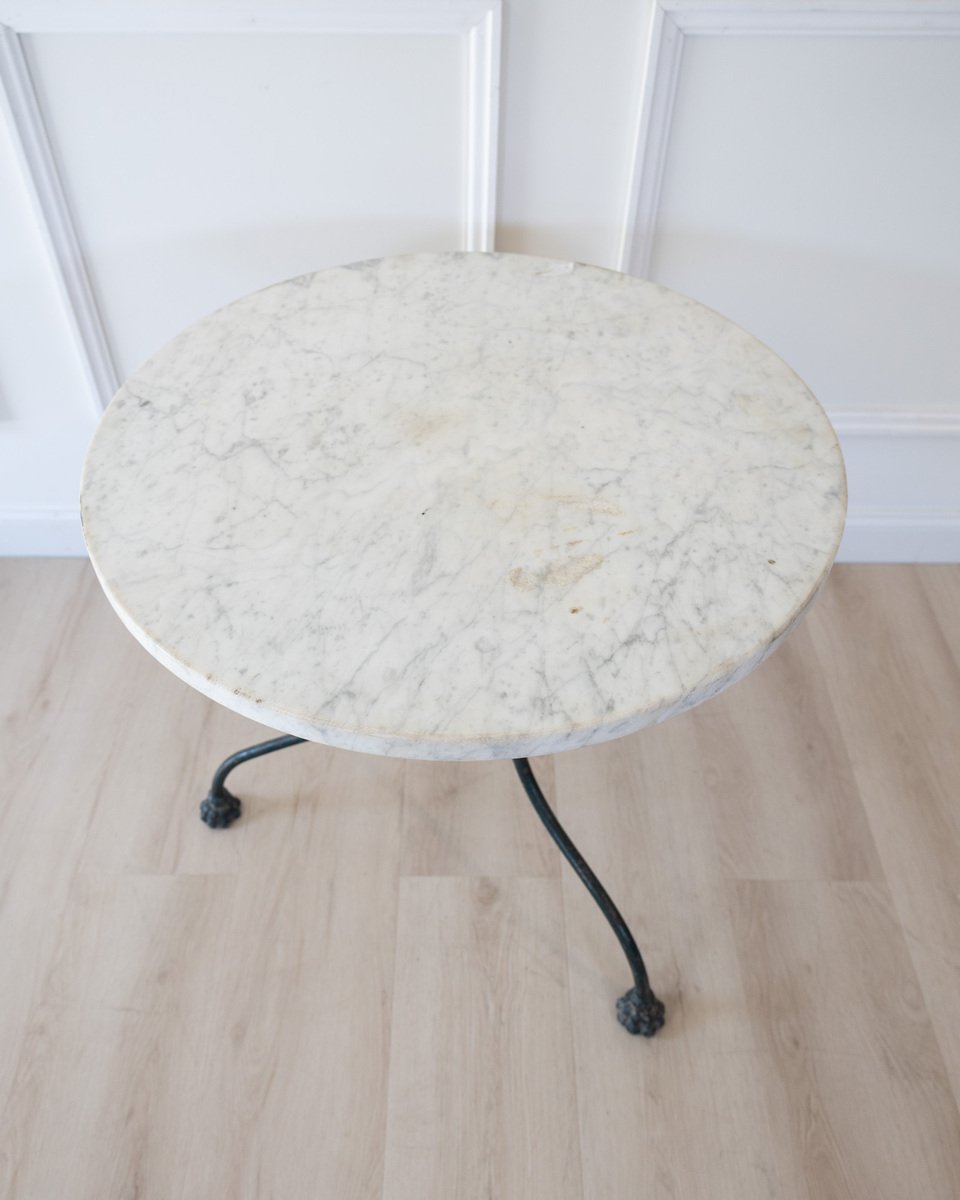 19th Century French Carrara Marble Garden Table - JAA