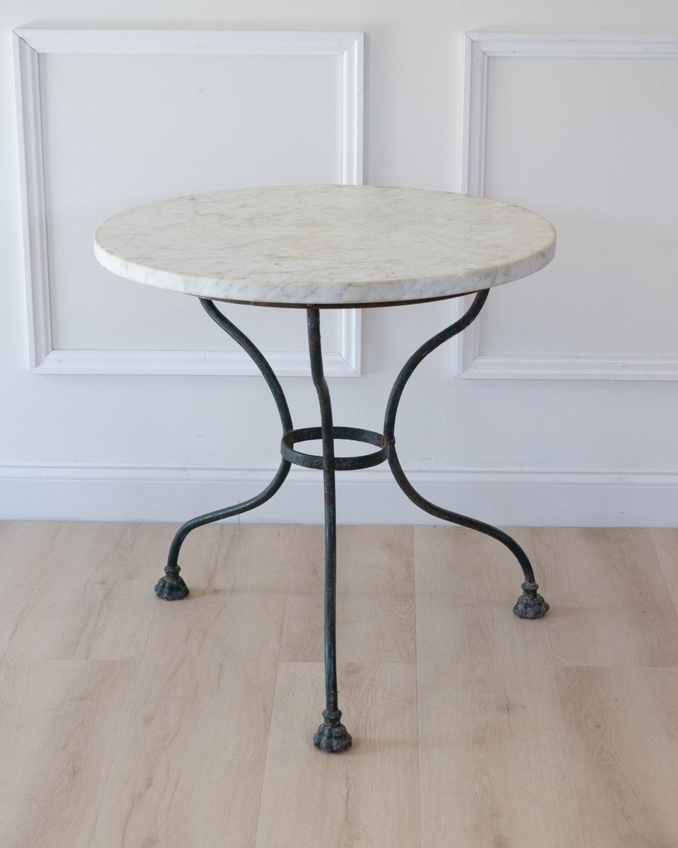 19th Century French Carrara Marble Garden Table - JAA