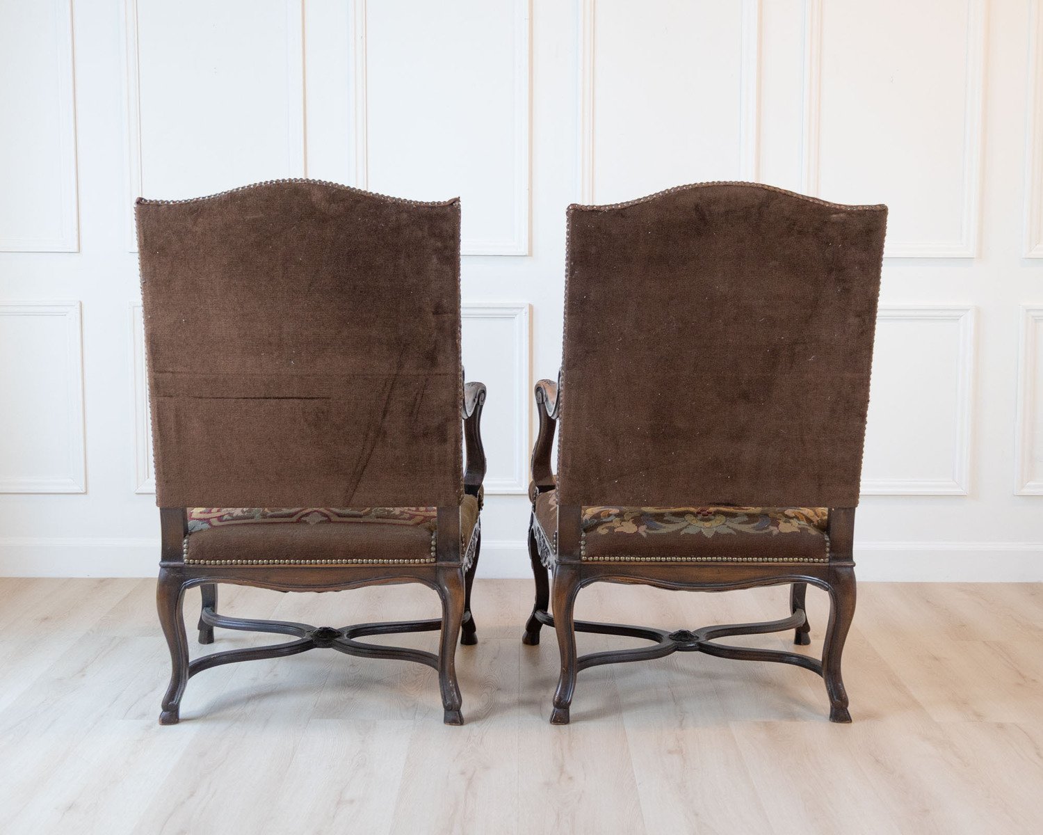 Pair of 19th Century French Walnut Regence Style Armchairs - JAA