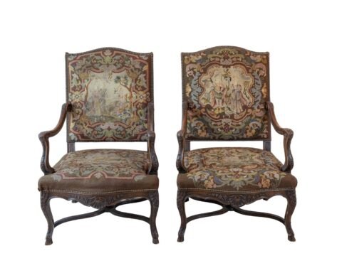 Pair of 19th Century French Walnut Regence Style Armchairs