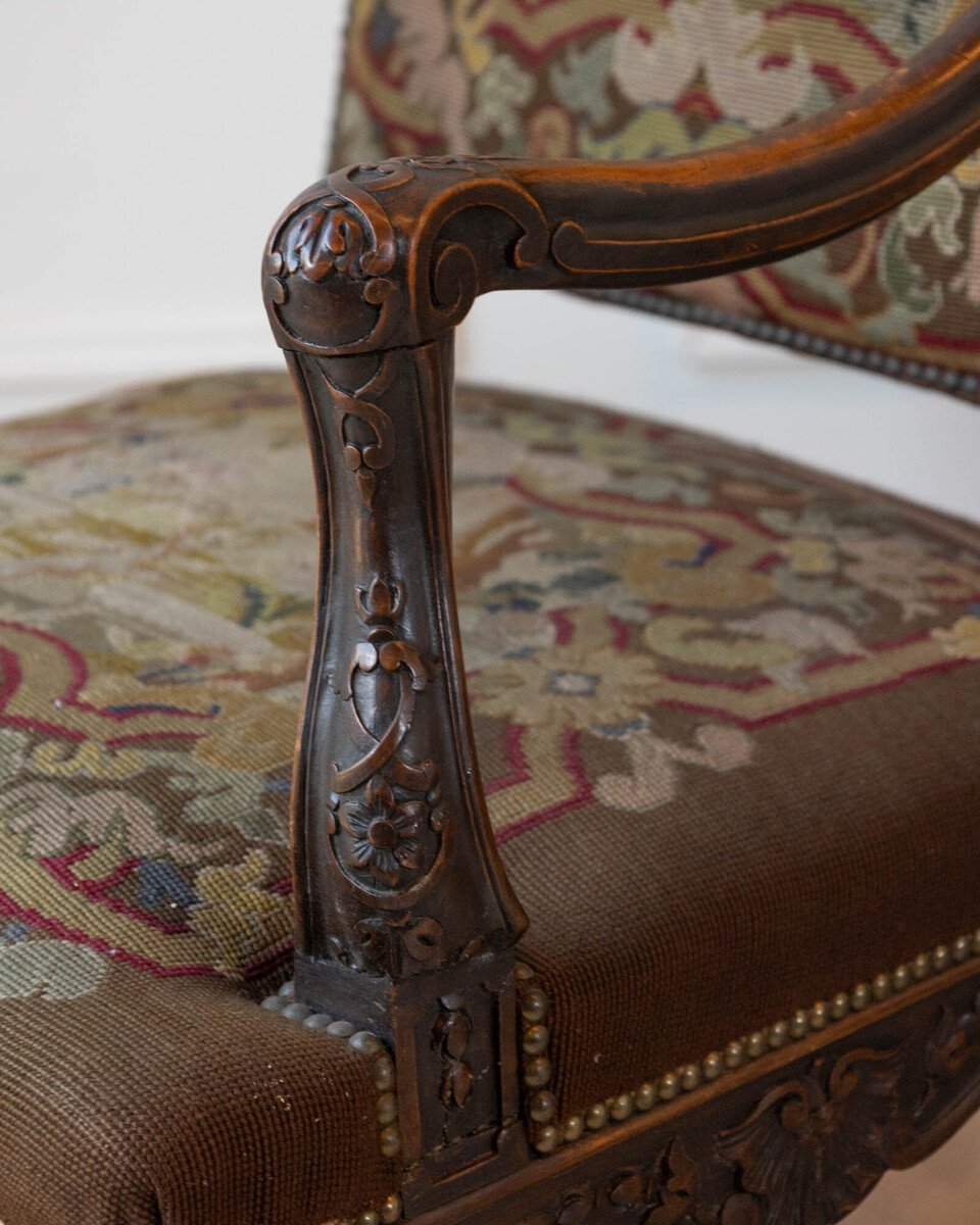 Pair of 19th Century French Walnut Regence Style Armchairs - JAA