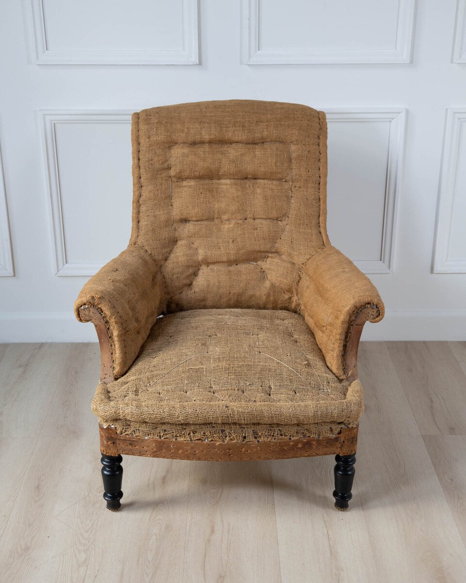 19th Century French Scroll Back Chair, Ready to Upholster - JAA