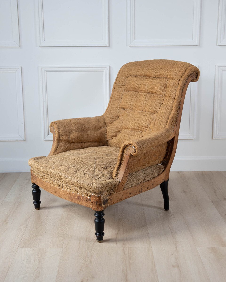 19th Century French Scroll Back Chair, Ready to Upholster - JAA