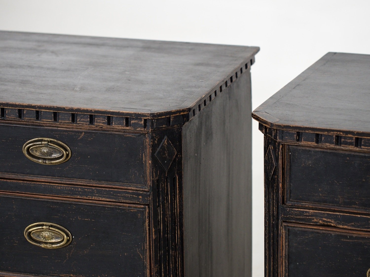 Pair of wide Scandinavian black chests of drawers, circa 100 years old. - JAA