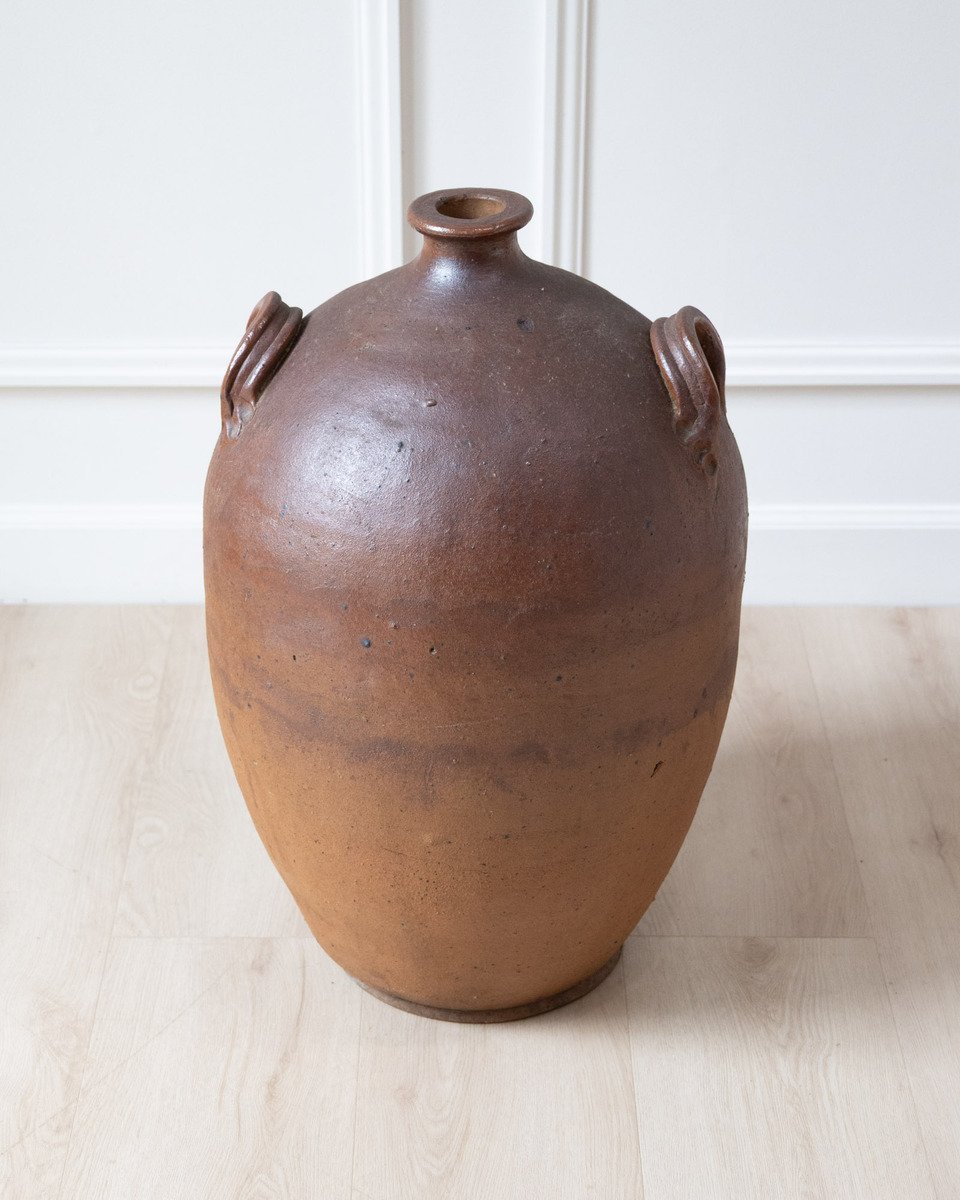 19th Century French Glazed Stoneware Jar with Two Handles - JAA