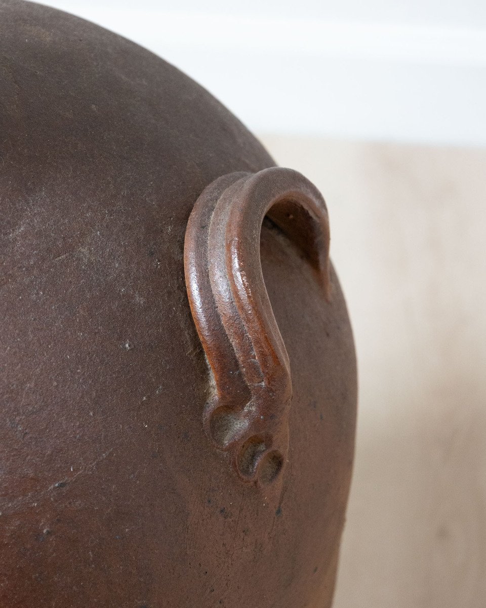 19th Century French Glazed Stoneware Jar with Two Handles - JAA