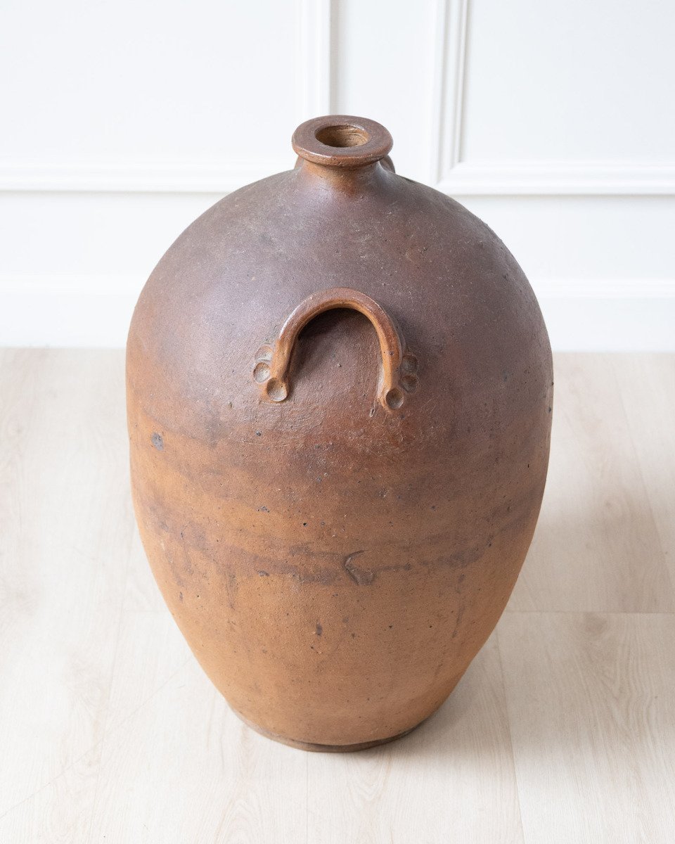 19th Century French Glazed Stoneware Jar with Two Handles - JAA