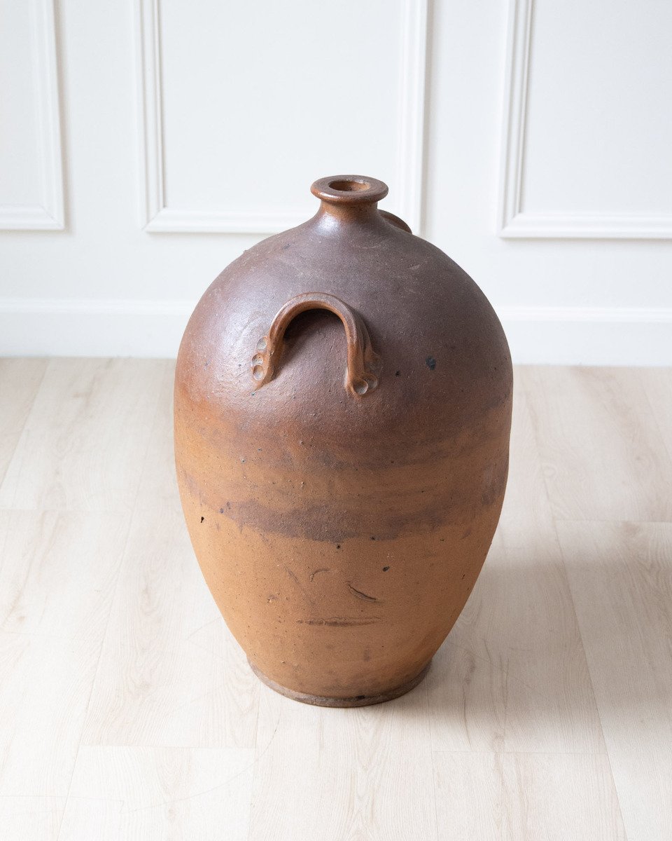 19th Century French Glazed Stoneware Jar with Two Handles - JAA