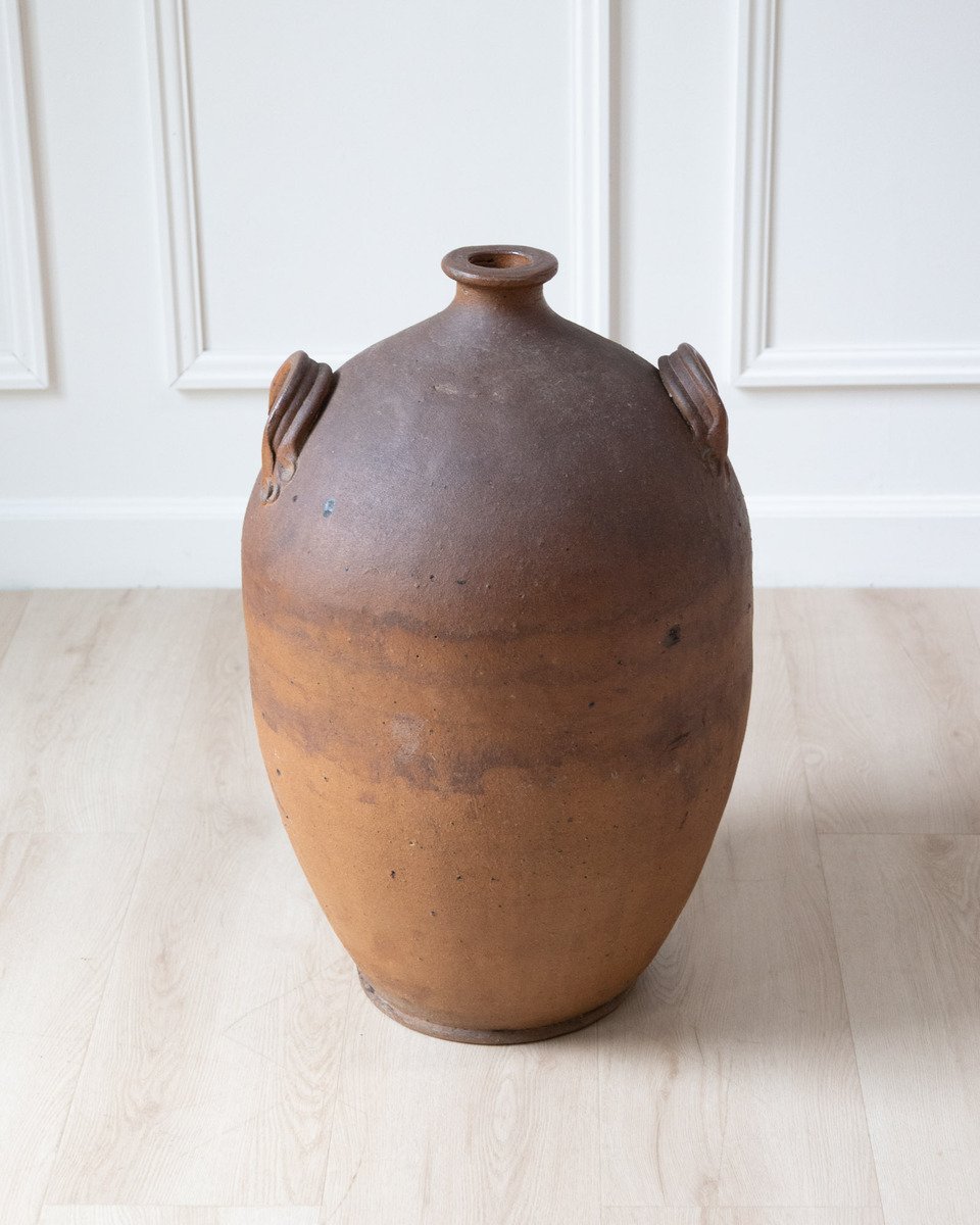 19th Century French Glazed Stoneware Jar with Two Handles - JAA