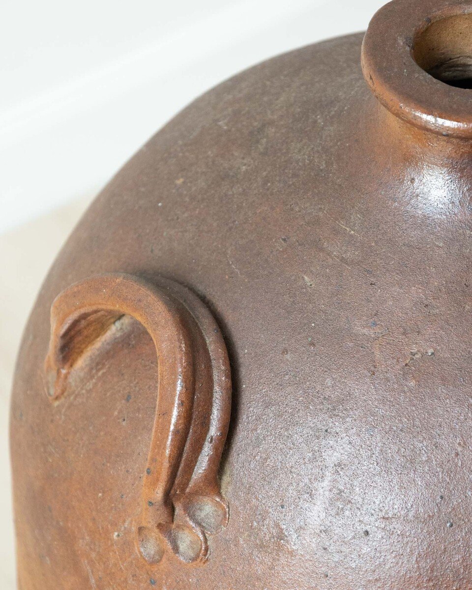 19th Century French Glazed Stoneware Jar with Two Handles - JAA