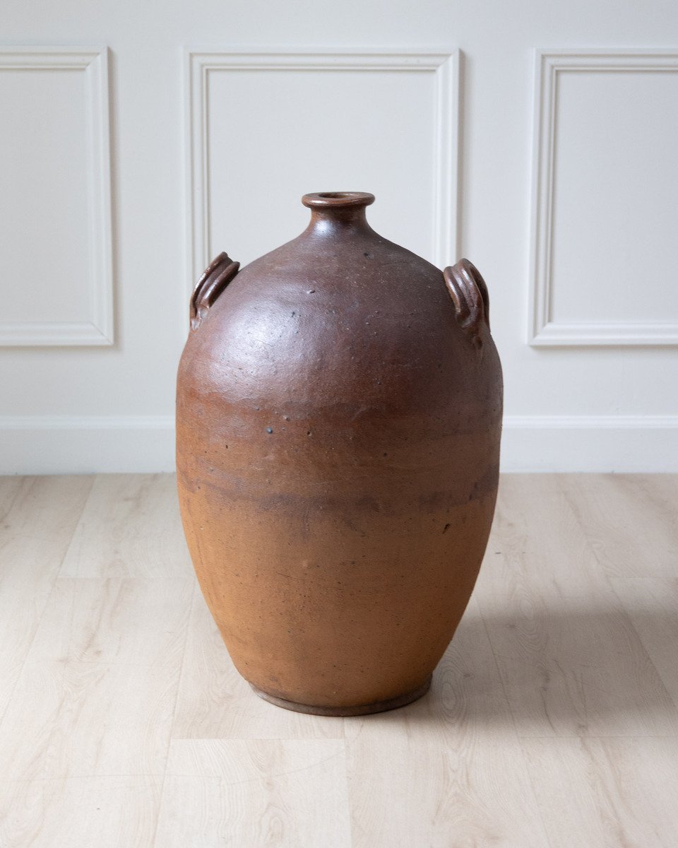 19th Century French Glazed Stoneware Jar with Two Handles - JAA