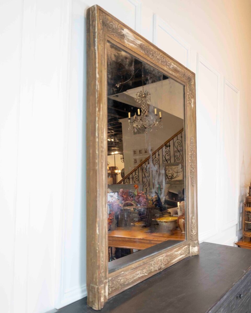 French 19th Century Empire Painted Mercury-Glass Mirror - JAA