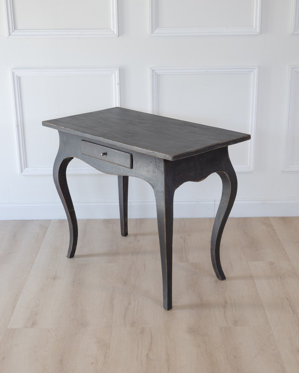 Swedish Rococo Black-Painted Side Table, Mid-18th Century - JAA