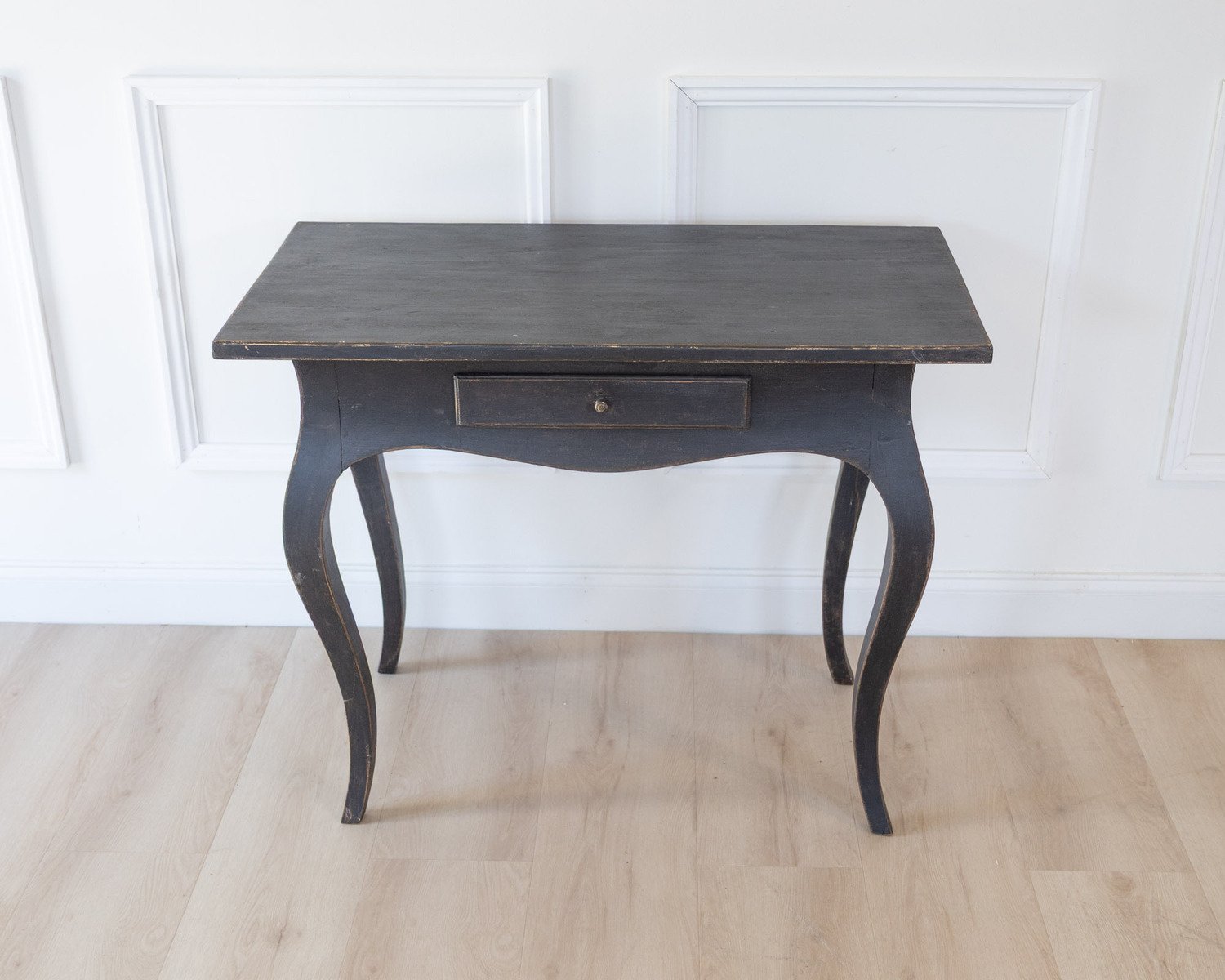 Swedish Rococo Black-Painted Side Table, Mid-18th Century - JAA