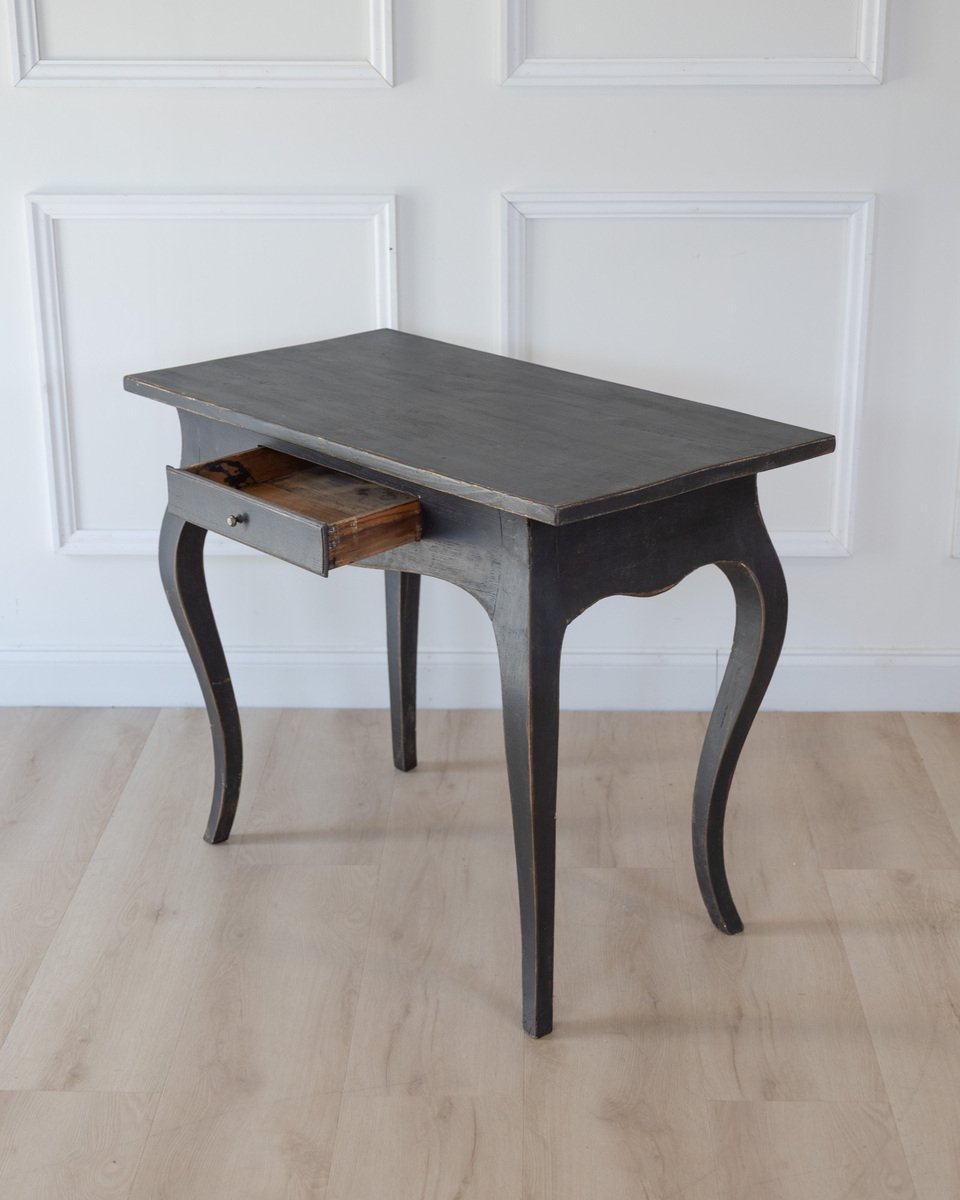 Swedish Rococo Black-Painted Side Table, Mid-18th Century - JAA