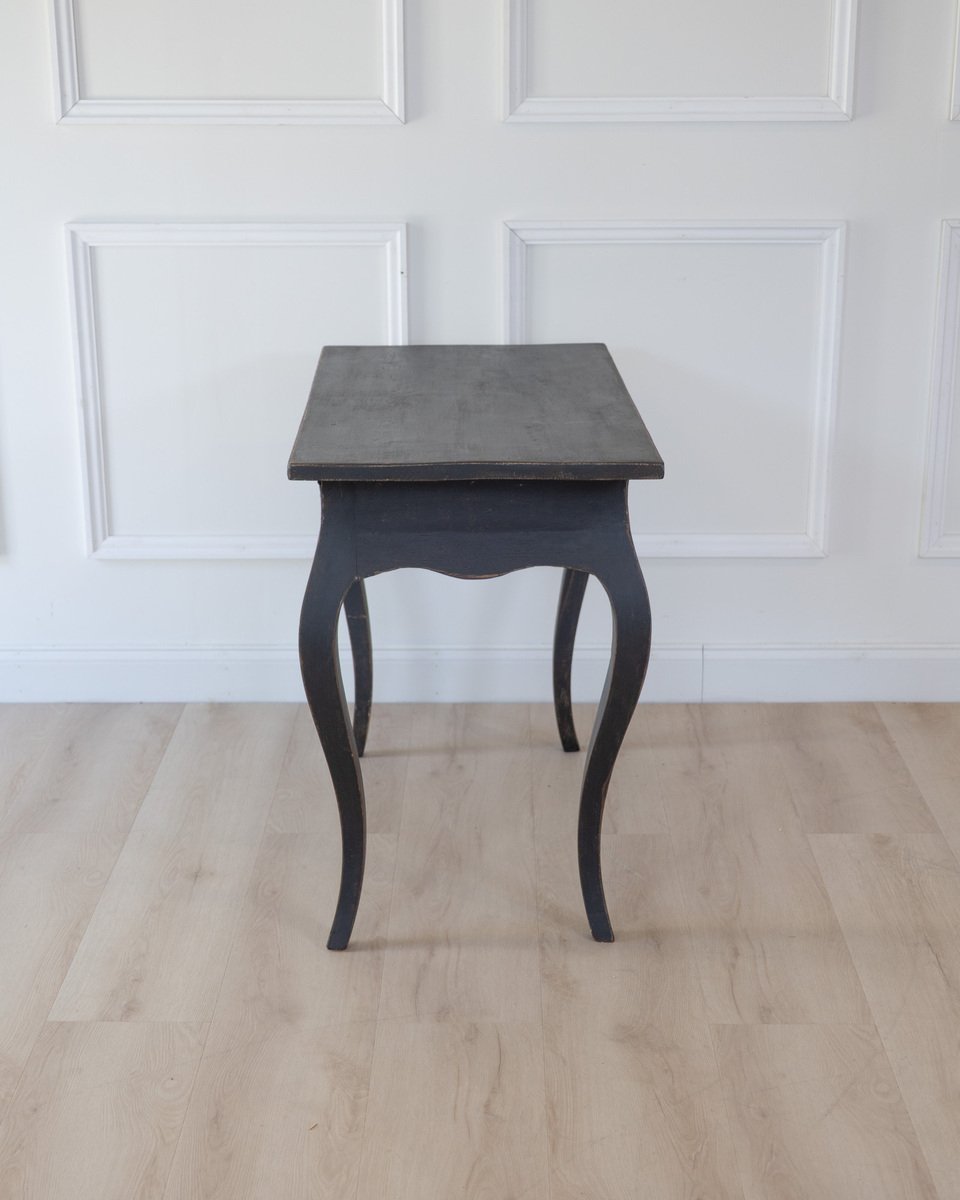 Swedish Rococo Black-Painted Side Table, Mid-18th Century - JAA