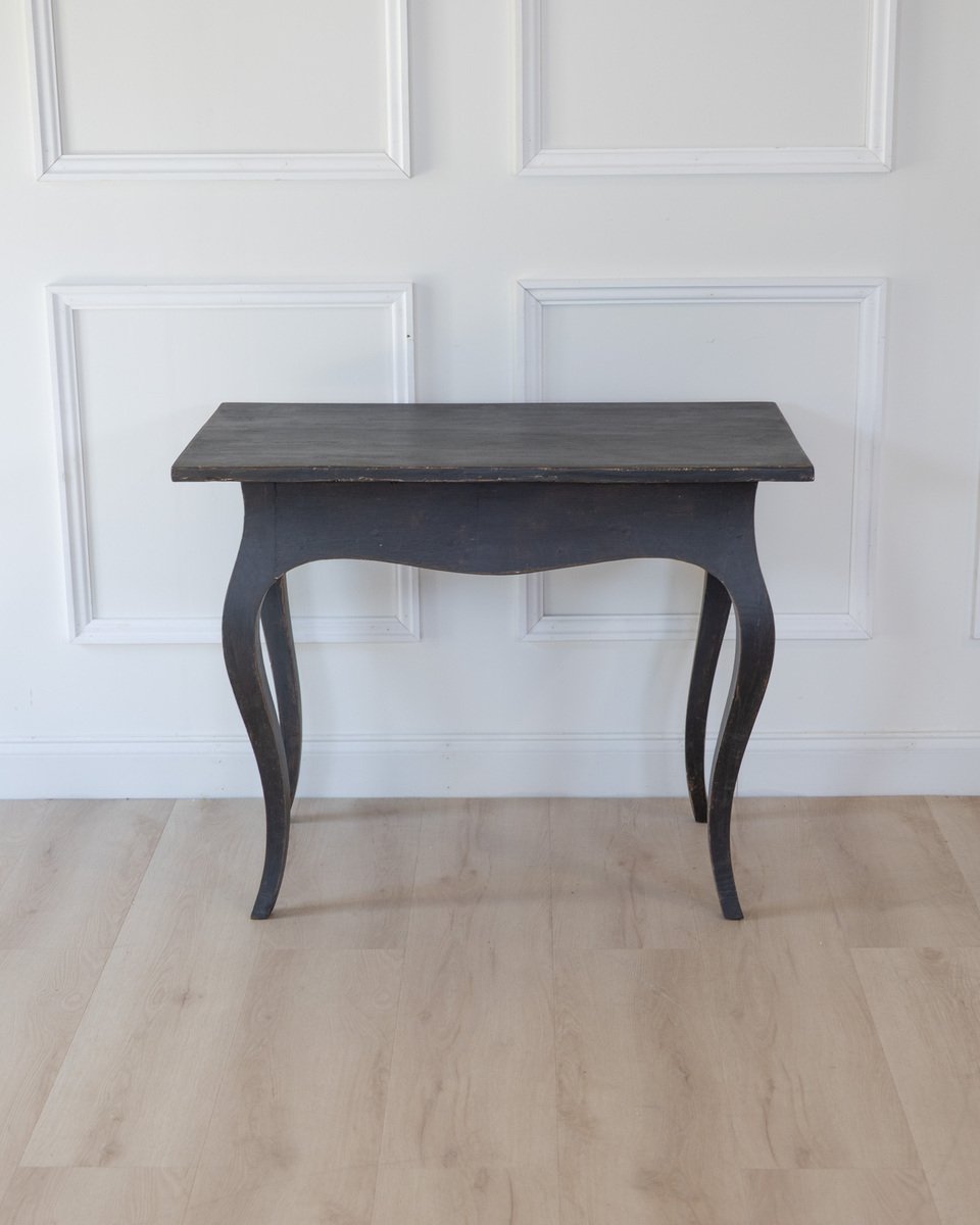 Swedish Rococo Black-Painted Side Table, Mid-18th Century - JAA