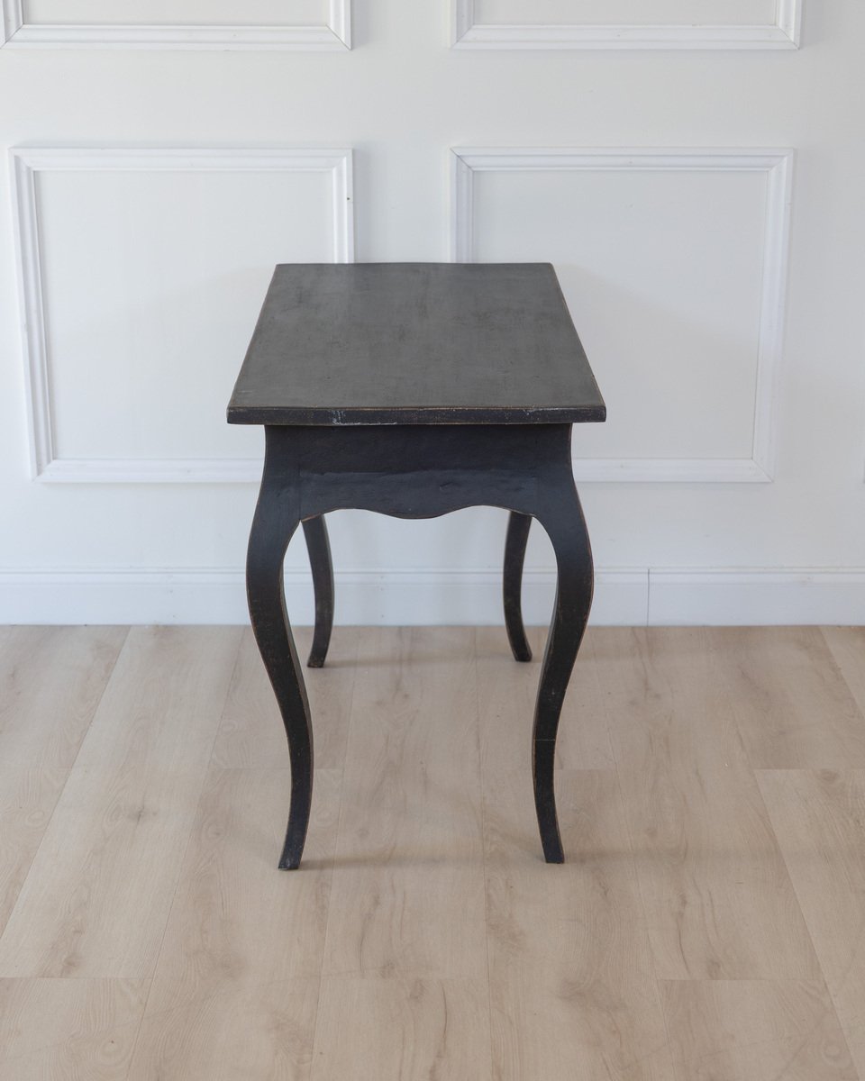 Swedish Rococo Black-Painted Side Table, Mid-18th Century - JAA