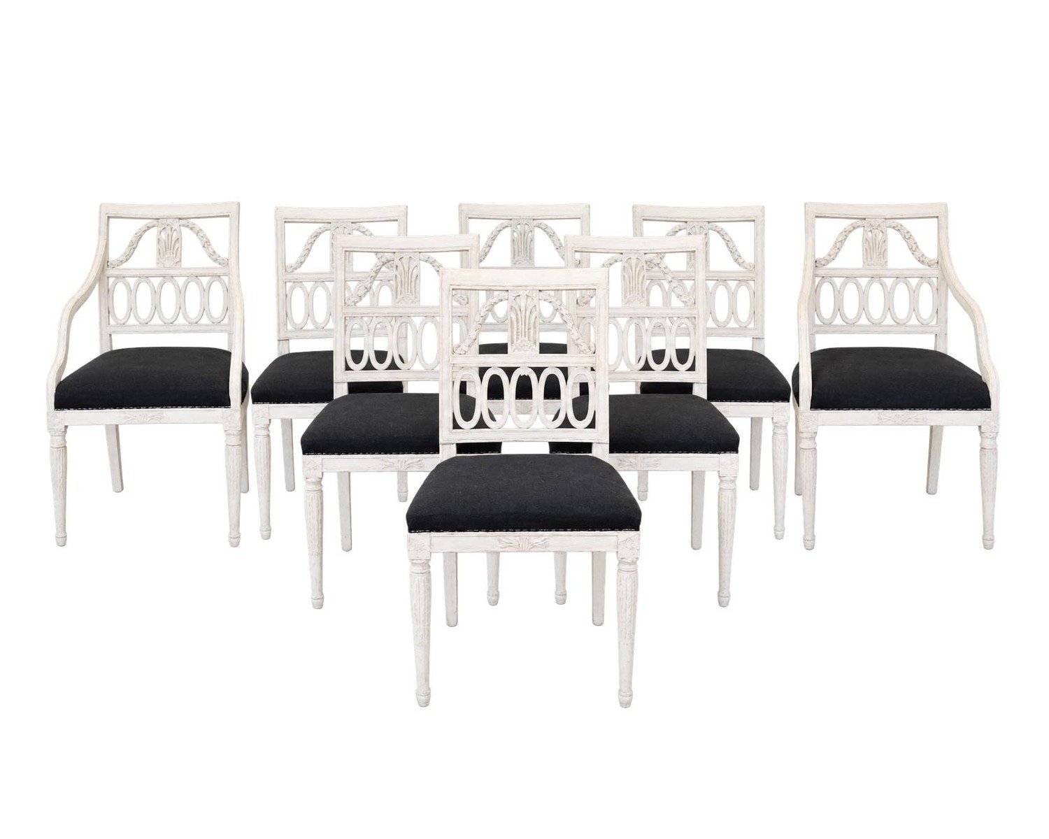 Set of two armchairs and six chairs