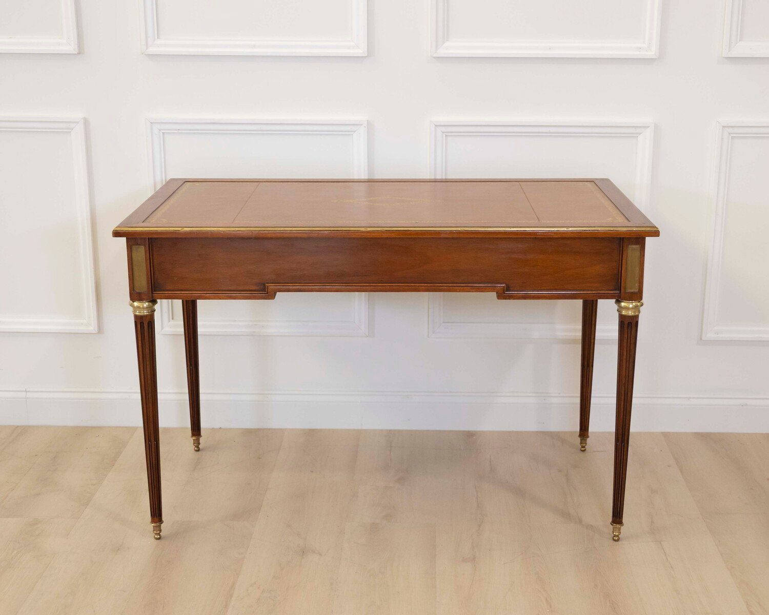 French 20th Century Louis XVI Style Mahogany Flat Desk - JAA
