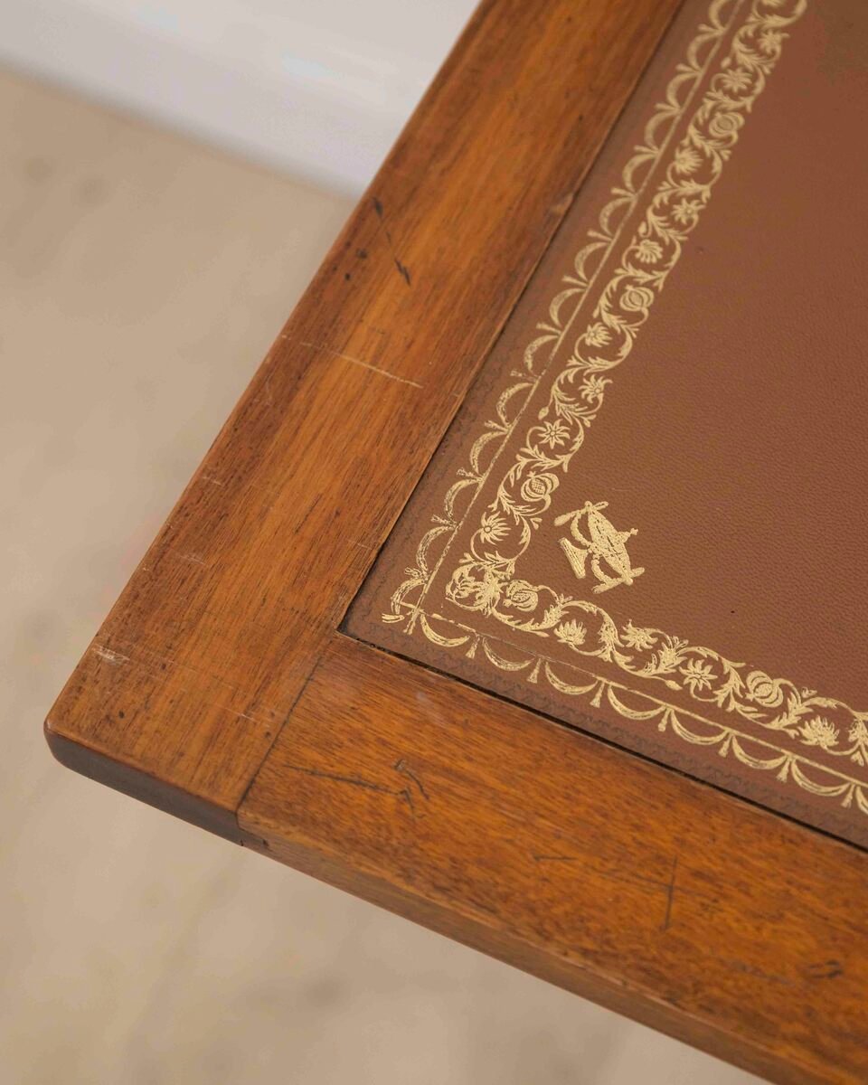 French 20th Century Louis XVI Style Mahogany Flat Desk - JAA