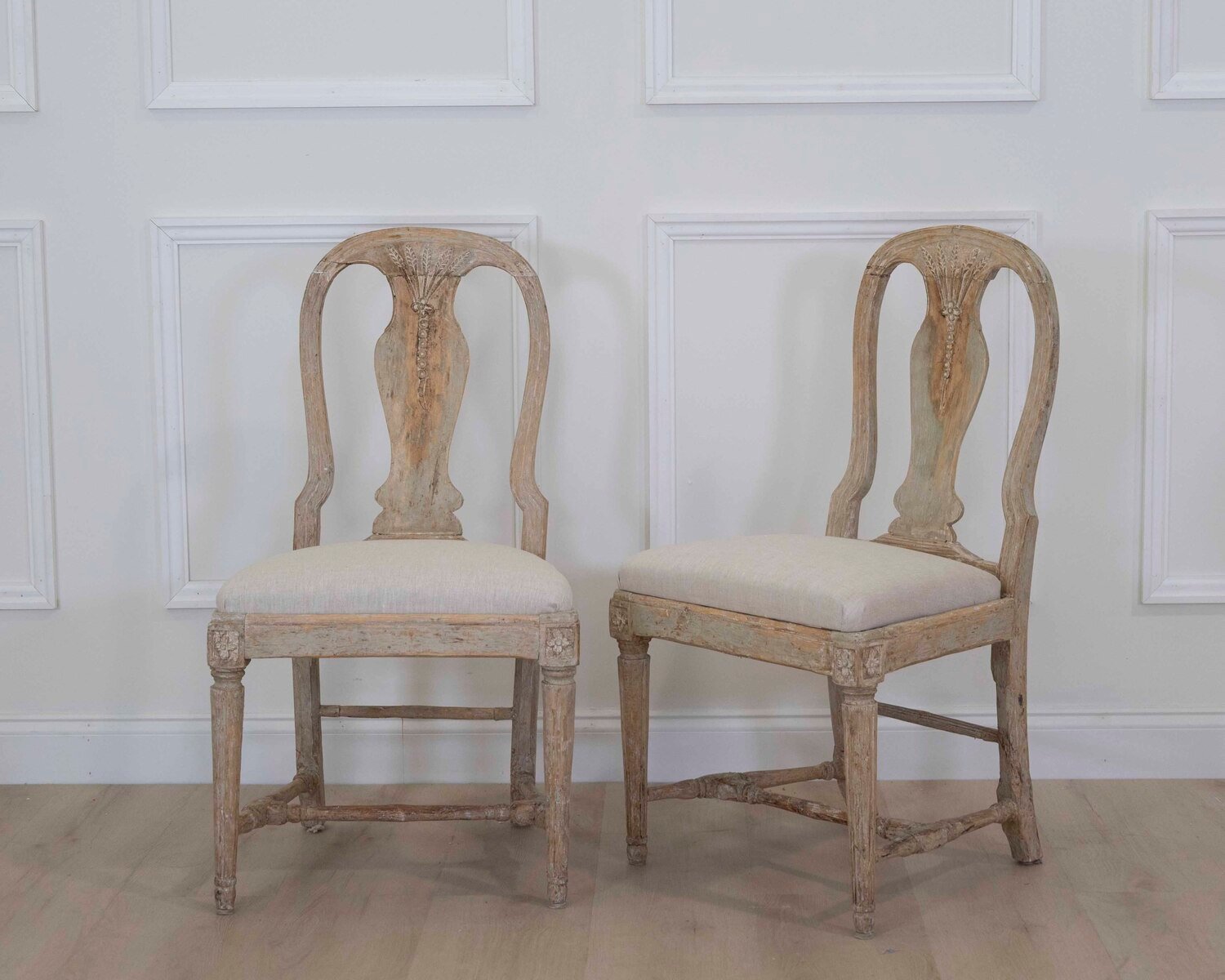 Pair of 19th Century Provincial Gustavian Chairs in Original Paint - JAA