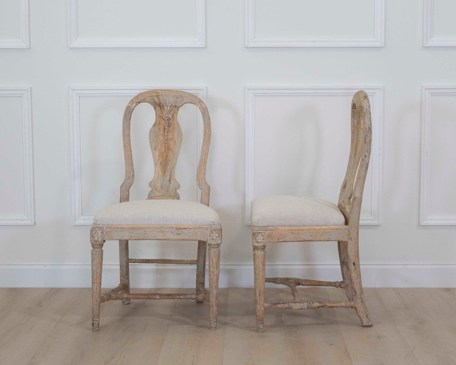 Pair of 19th Century Provincial Gustavian Chairs in Original Paint - JAA